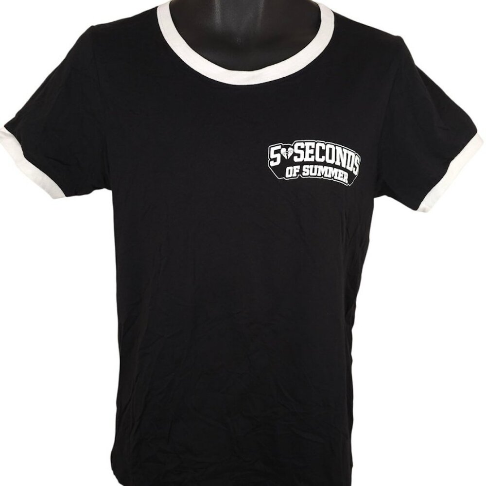5 Seconds Of Summer T Shirt Womens Size Large Black 5SOS Ringer Tee Made In USA - Picture 2 of 7